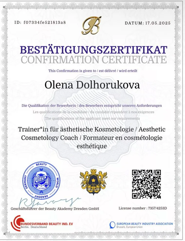 Zertifikat Olena Dolhorukova: Trainerin